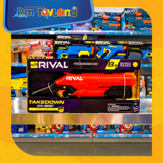 Nerf Rival Takedown XX-800 Blaster -- Pump Action, Breech-Load, 8-Round Capacity, 90 FPS, 8 Nerf Rival Rounds, Team Red
