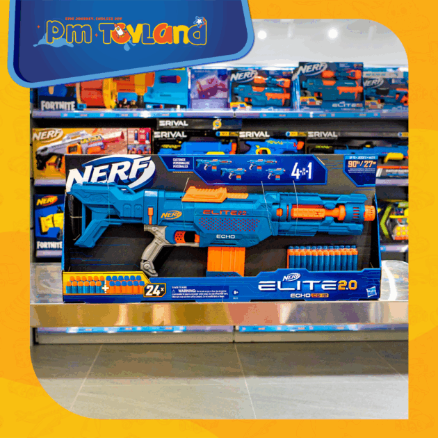 Nerf Elite 2.0 Echo CS-10 Blaster, 24 Nerf Darts, 10-Dart Clip, Removable Stock and Barrel Extension, 4 Tactical Rails